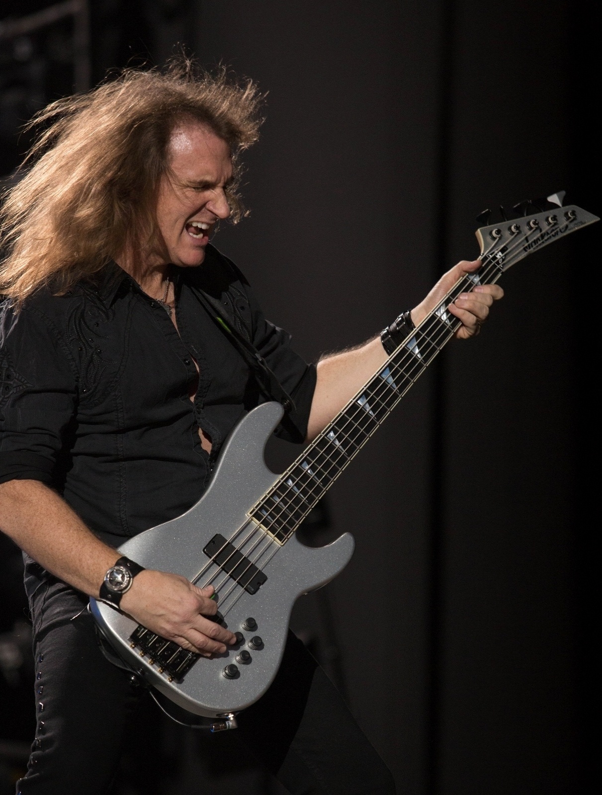 4.out.2013 -  David Ellefson, do Megadeath, no show de abertura para o Black Sabbath em Santiago, no Chile. No Brasil, Black Sabbath e o Megadeath se apresentam em Porto Alegre (09/10), São Paulo (11/10), Rio de Janeiro (13/10) e Belo Horizonte (15/10) - Marcos Hermes/Divulgação