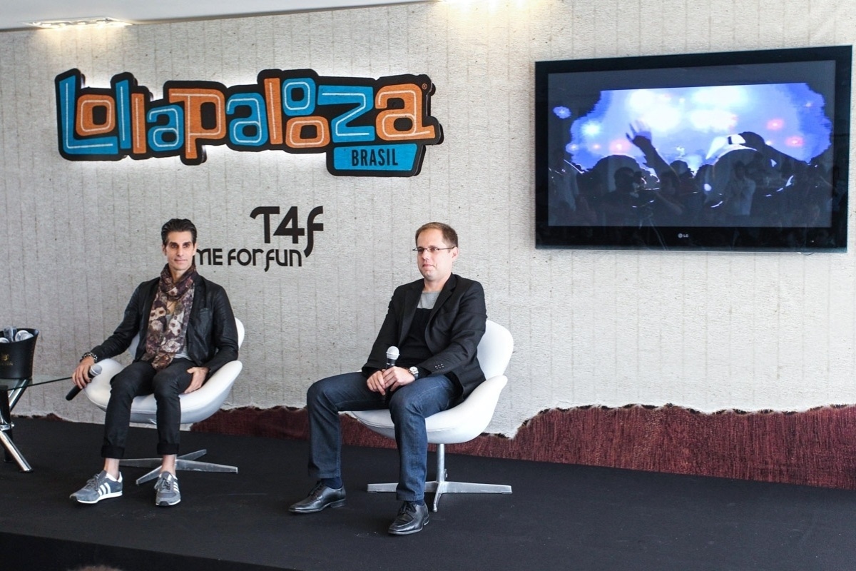 10.out.2013 - Perry Farrell, criador do festival Lollapalooza, durante coletiva de imprensa no autódromo de Interlagos, em São Paulo, que anunciou local e data da edição de 2014 do festival. - Manuela Scarpa/Foto Rio News