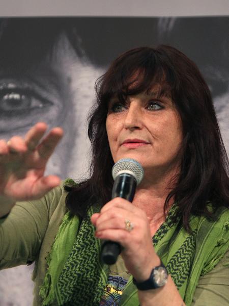 Christiane Felscherinow, conhecida como Christiane F., na Feira de Frankfurt 2013 - Daniel Roland/AFP