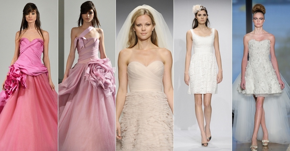 A semana de moda para noivas de Nova York terminou nesta segunda-feira (14) e levou grandes nomes às passarelas, como a estilista libanesa Reem Acra, a romântica estilista britânica Jenny Packham e a dupla de estilistas Badgley Mischka, entre outros - Getty Images