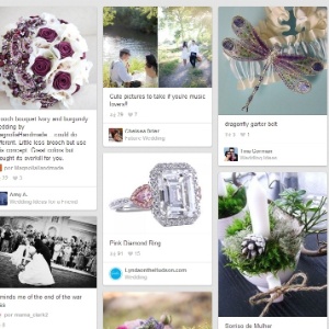 Painel de Casamento do aplicativo Pinterest reúne referências de buquês, vestidos, penteados e decoração, entre outros