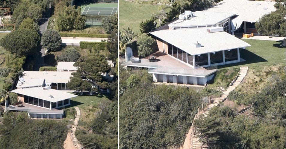 Antes de dividir o mesmo teto com Angelina Jolie, Brad Pitt pagou US$ 8 milhões e meio nesta casa toda envidraçada em Malibu, que tem cinco quartos, três banheiros e quadra de tênis