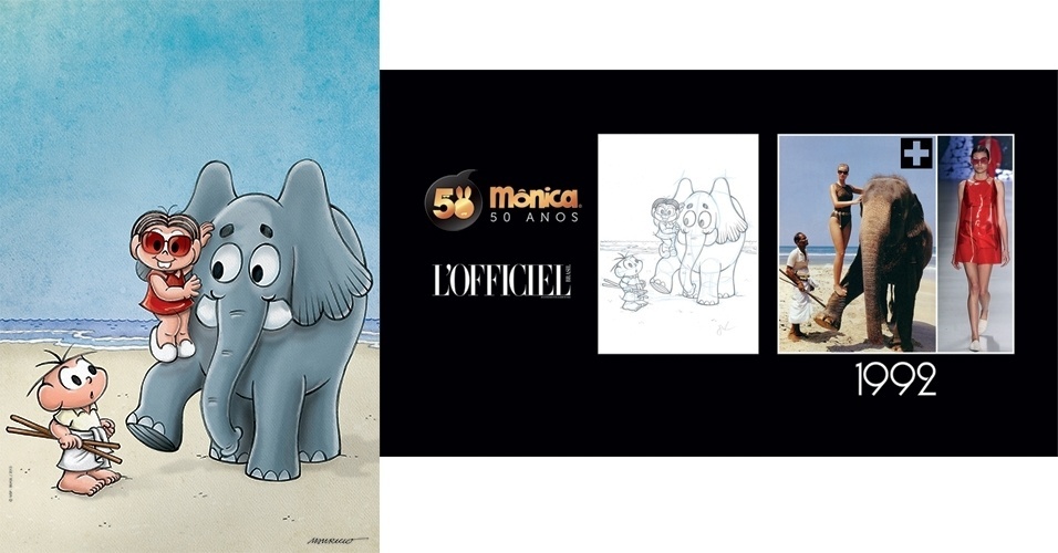 Os looks usados pela Mônica, como este da Osklen, são todos da coleção Verão 2014. O cenário foi inspirado nos arquivos da revista "L'Officiel" - Divulgação