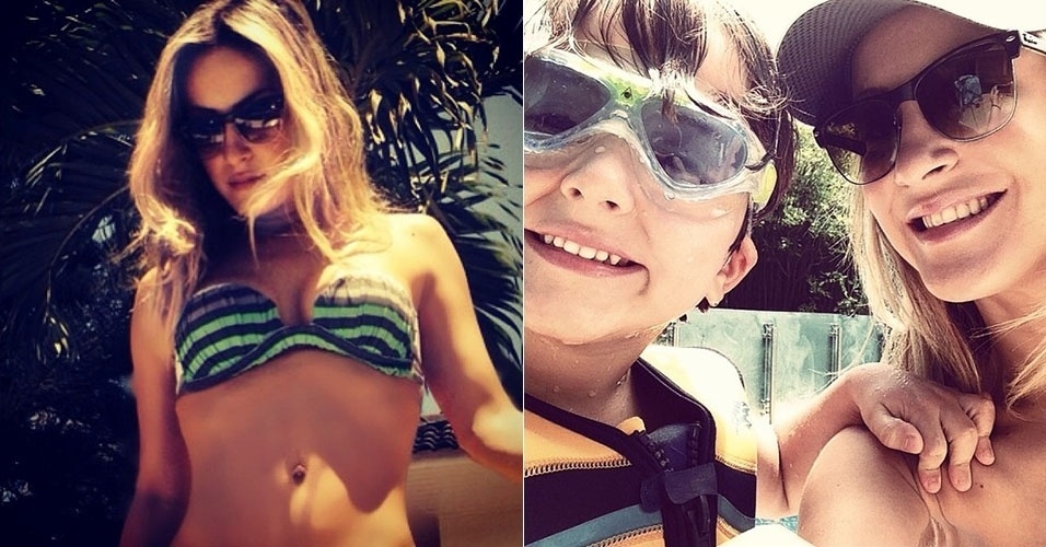 19.out.2013 - Claudia Leite curte piscina com o filho mais velho