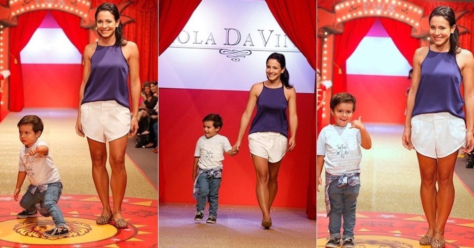19.out.2013 - Juliana Knust desfila com o filho no Rio de Janeiro