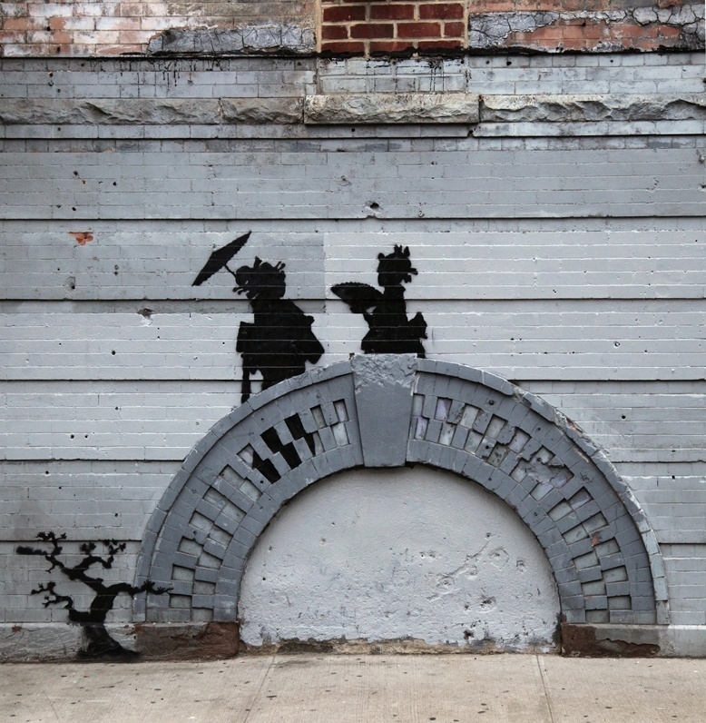 17.out.2013 - No bairro de Williamsburg, em Nova York, Banksy aproveitou um detalhe de um muro para transformá-lo em paisagem oriental - Reprodução/Banksy.co.uk
