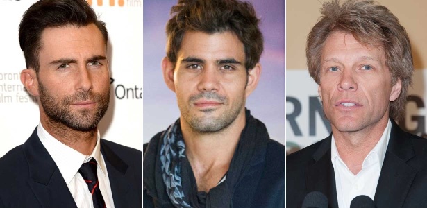 Adam Levine, Juliano Cazarré e Jon Bon Jovi: naturalidade no cuidado com as sobrancelhas - Getty Images/TV Globo