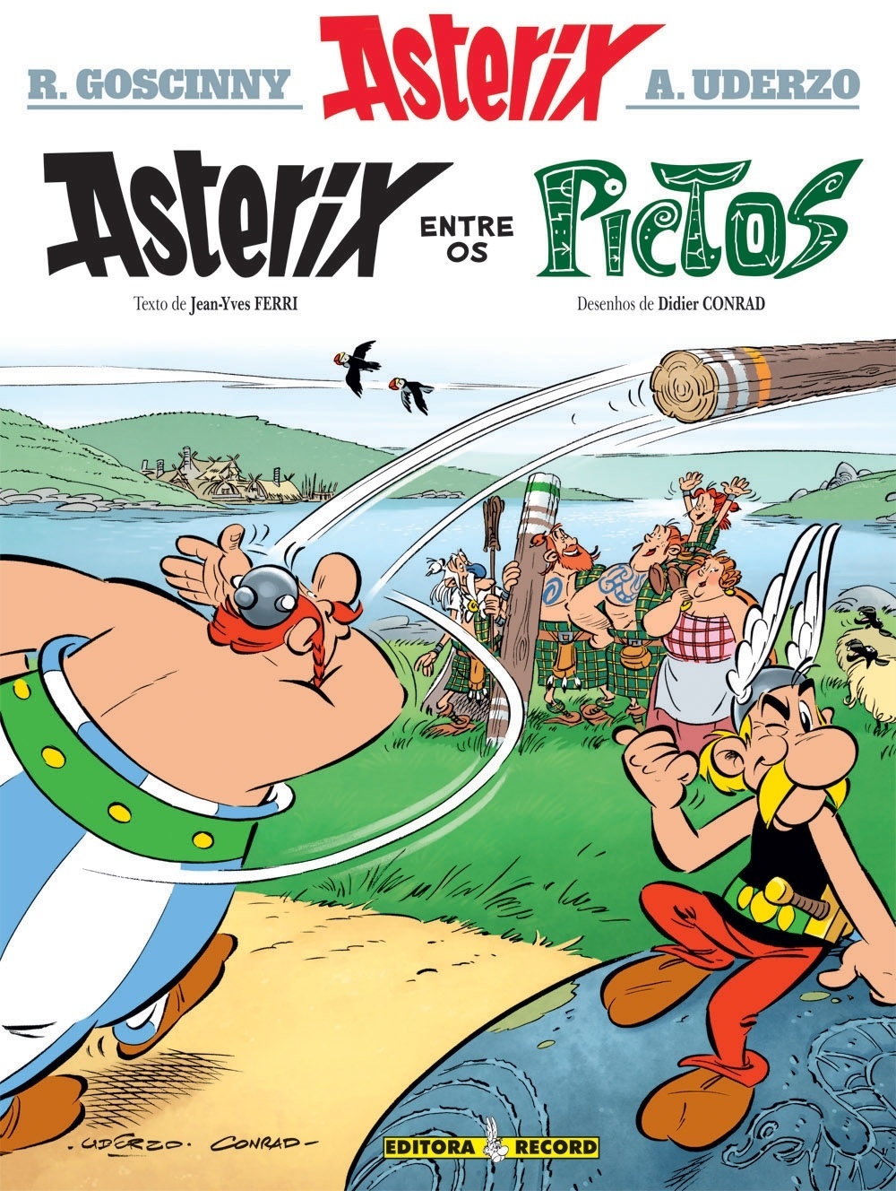 Capa do livro "Asterix Entre os Pictos" (2003), por Jean-Yves Ferri e Didier Conrad - Reprodução