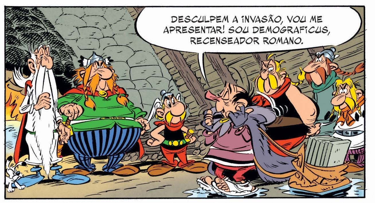 Quadrinho do livro "Asterix Entre os Pictos" (2013), por Jean-Yves Ferri e Didier Conrad - Reprodução