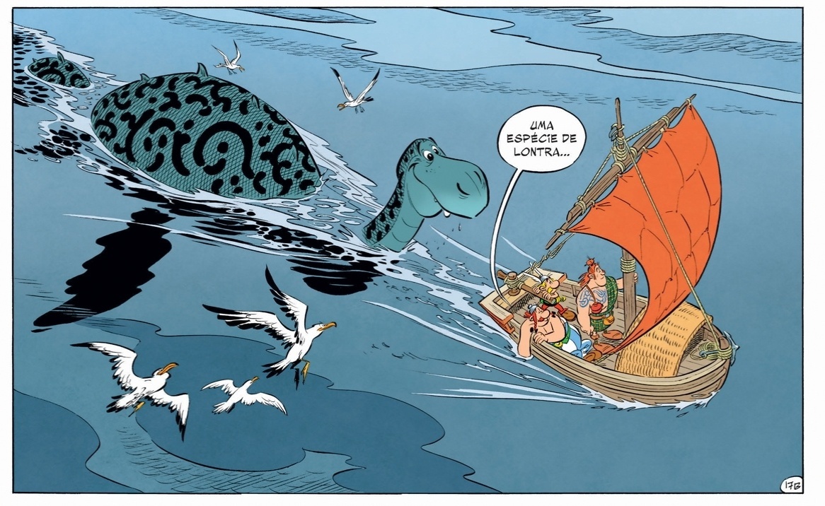 Quadrinho do livro "Asterix Entre os Pictos" (2013), por Jean-Yves Ferri e Didier Conrad - Reprodução