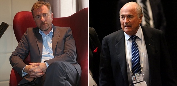 O ator Tim Roth (à esq.) e o presidente da Fifa, Joseph Blatter - AFP/EFE