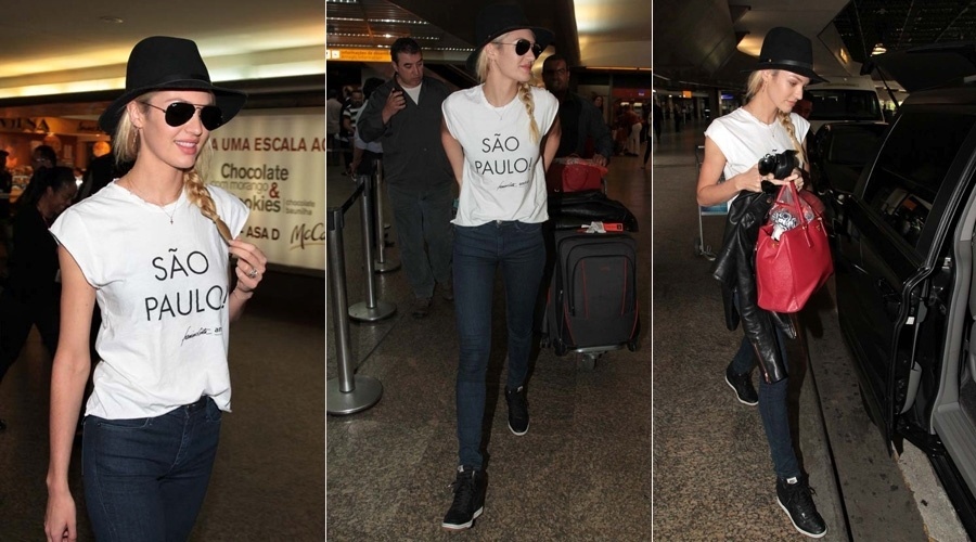 28.out.2013 - A modelo sul-africana Candice Swanepoel desembarcou nesta segunda em São Paulo. A top irá desfilar na São Paulo Fashion Week - semana de moda - pela grife Forum
