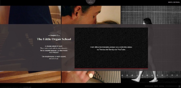 Site do filme "Ninfomaníaca" onde o vídeo não pode ser exibido - Reprodução