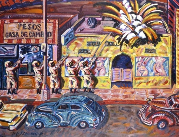 Obra do artista californiano Frank Romero faz homenagem a Ruben Salazar, considerado um dos principais cronistas do movimento Chicano de direitos civis - Reprodução/Frank Romero