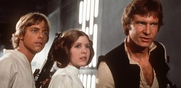 Mark Hamill, Carrie Fisher e Harrison Ford ganharam notoriedade após estrelarem "Guerra nas Estrelas" em 77 - Divulgação/Lucasfilm