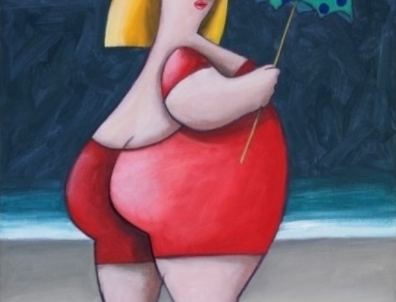 Quadro "Banhista com Sombrinha" - Reprodução