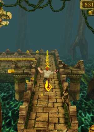 13.nov.2013 -  "Temple Run" mostra protagonista correndo contra macacos demoníacos - Reprodução