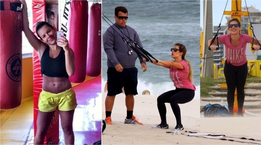 Cada vez mais magra, Fernanda Souza pratica Muay Thai e costuma fazer treinos funcionais na praia