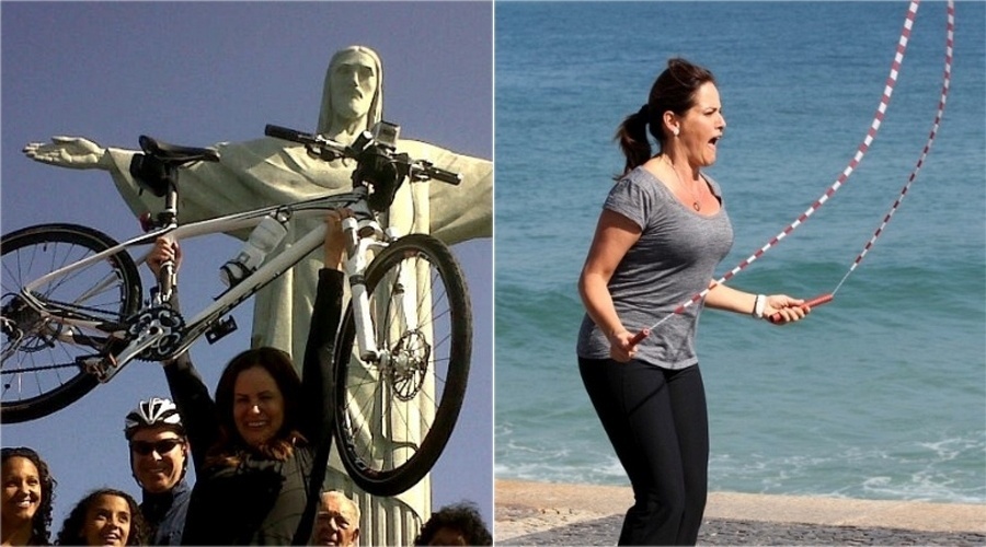 Para o quadro do "Fantástico" Medida Certa, a jornalista Renata Ceribelli treinou resistência com a bicicleta e a corda, além de adotar uma alimentação balanceada