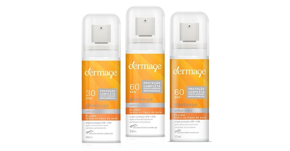 Photoage Antiox FPS 30, Photoage Antiox FPS 60 e Photoage Antiox Color FPS 60, Dermage - Divulgação