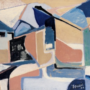 Óleo sobre tela sem título de Tomie Ohtake (1954) - Reprodução