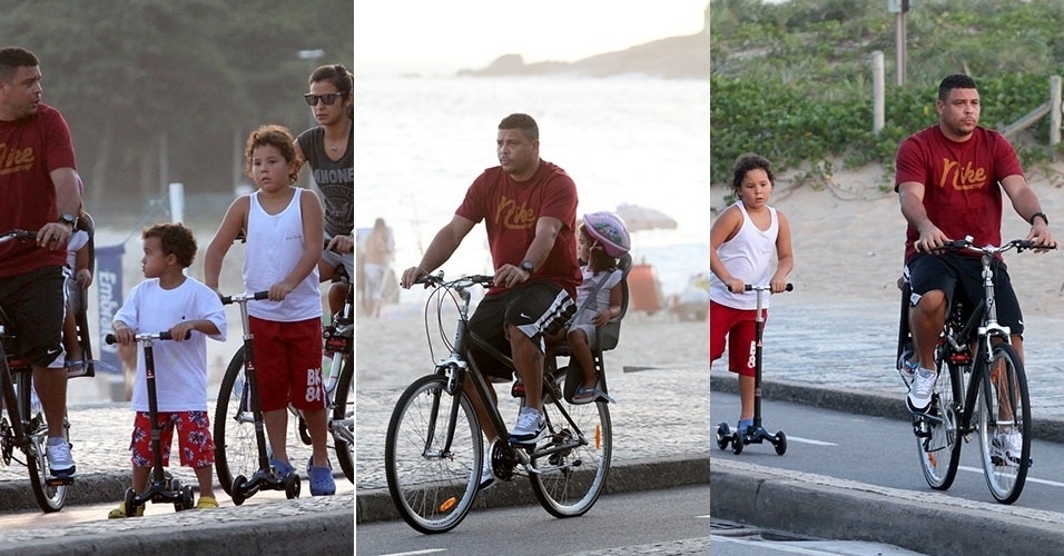 21.nov.2013 - O ex-jogador de futebol Ronaldo aproveitou uma folga para passear com a namorada, Paula Moraes, e os filhos