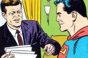 Detalhe de ilustração da HQ "Superman"s Mission For President Kennedy", desenhada pelo quadrinista Al Plastino - Reprodução