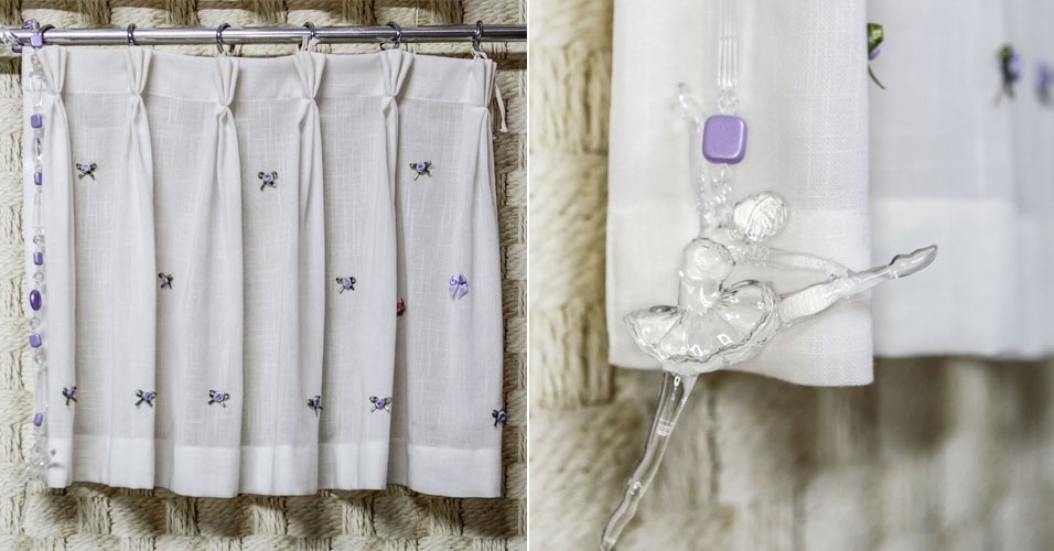 Para arrematar, fixe o puxador no primeiro elo da cortina. Nesse exemplo, o puxador tem uma delicada bailarina na ponta - Leandro Moraes/UOL