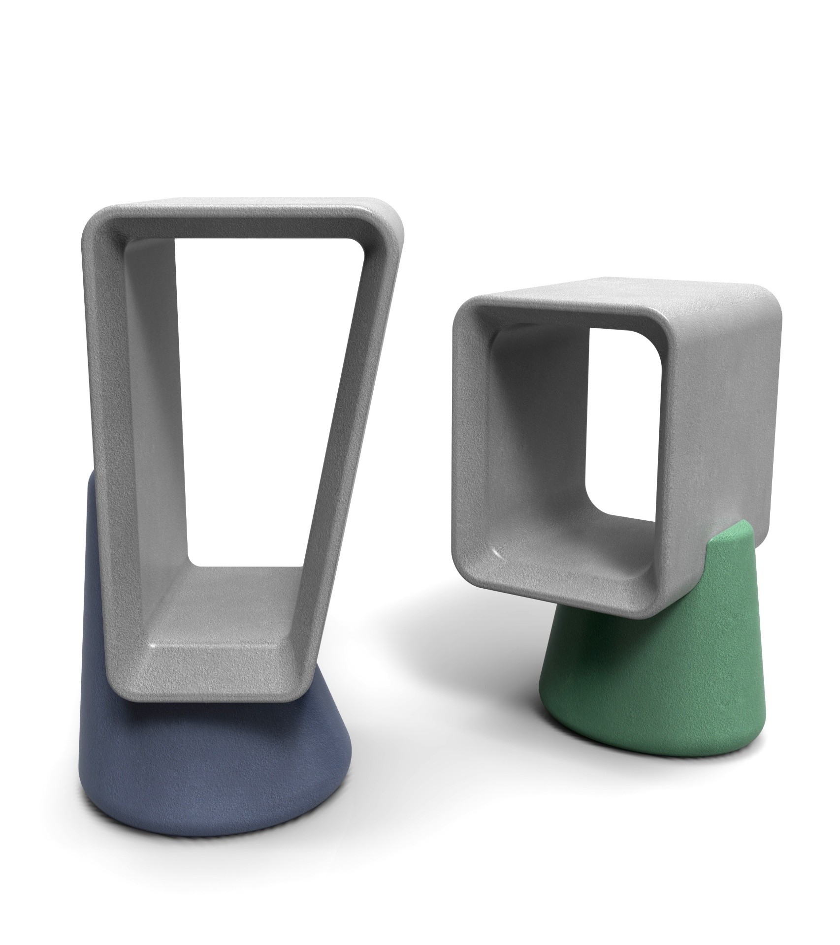 Linha Moai, criada por André Cruz Design & Ideias. Feitas de concreto, as peças funcionam como apoio para ambientes diversos, internos ou externos - Divulgação