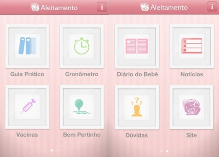 ALEITAMENTO - Com esse aplicativo mães e pais têm um guia de amamentação completo com dicas para cada mês do bebê, desde o nascimento até o segundo ano de vida. Possui cronômetro para controlar as mamadas de cada seio, diário para anotações. Disponível gratuitamente na Apple Store - Divulgação