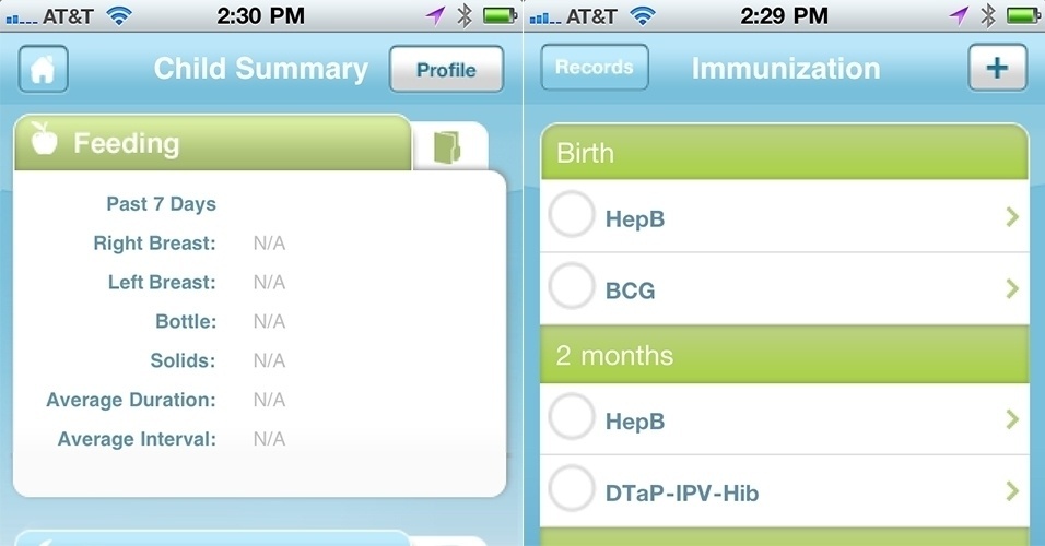 GROW WITH ME - Com esse aplicativo você pode registrar todas as informações sobre a amamentação do bebê, trocas de fraldas, doenças e sintomas, visitas ao pediatra e a carteira de vacinação. Você também pode compartilhar nas redes sociais todas as informações. Disponível por $2,99 na Apple Store - Divulgação
