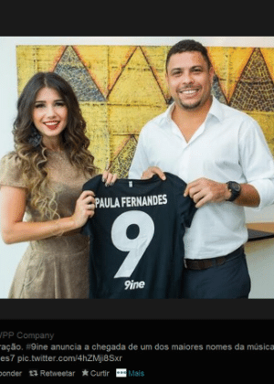 Ronaldo, dono da empresa 9ine, fecha contrato com a cantora Paula Fernandes - Reprodução/Twitter