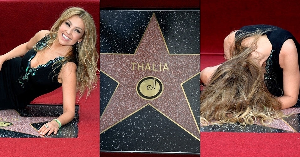 5.dez.2013 - Thalia ganha estrela na Calçada da Fama em Hollywood