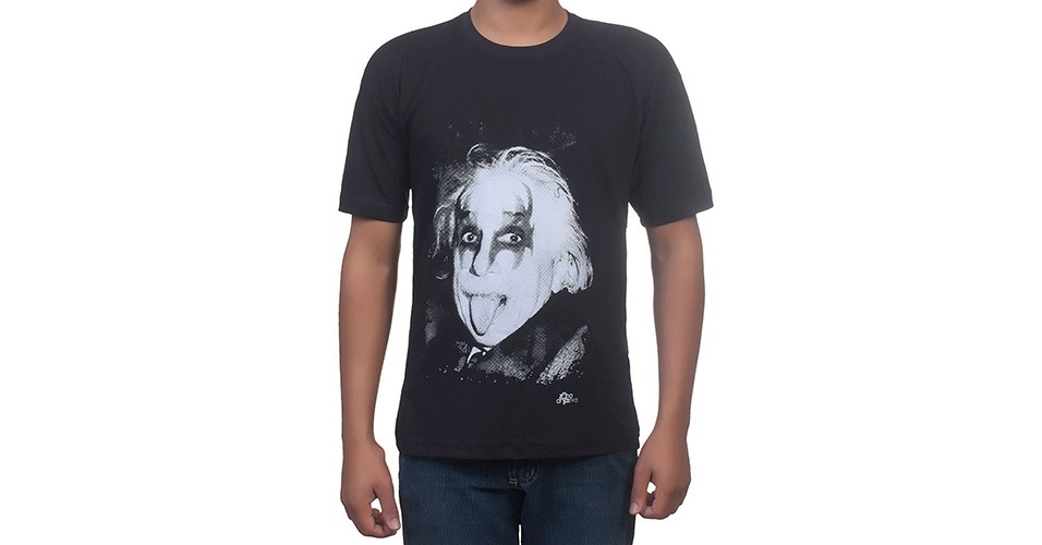 Camiseta com Albert Einstein maquiado como integrante da banda Kiss; R$ 39,90, na Zona Criativa (Tel.: 11 2958-7795). Preço pesquisado em dezembro de 2013 e sujeito a alteração - Divulgação
