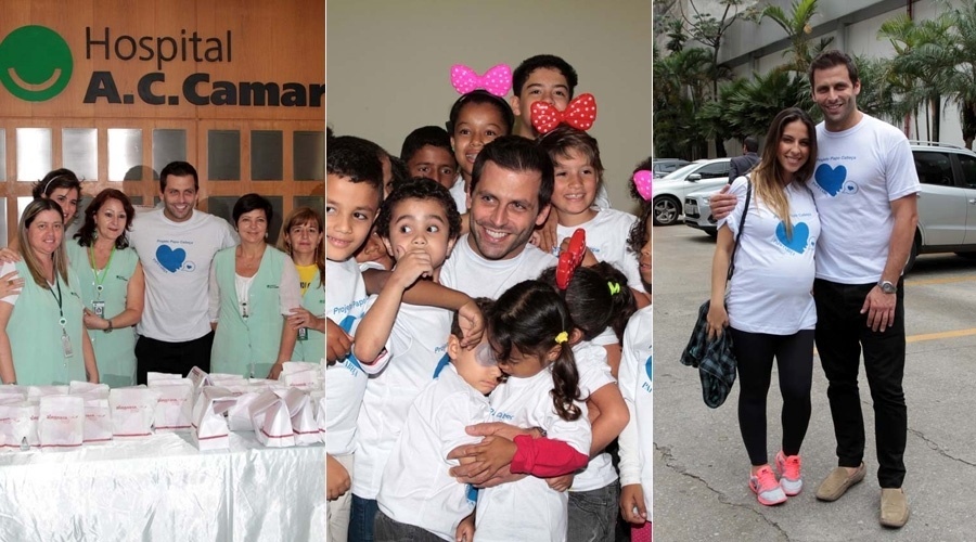 11.dez.2013 - Henri Castelli, e a namorada, Juliana Despirito participaram de uma festa realizada no Hospital AC Camargo, especializado em tratamento de câncer