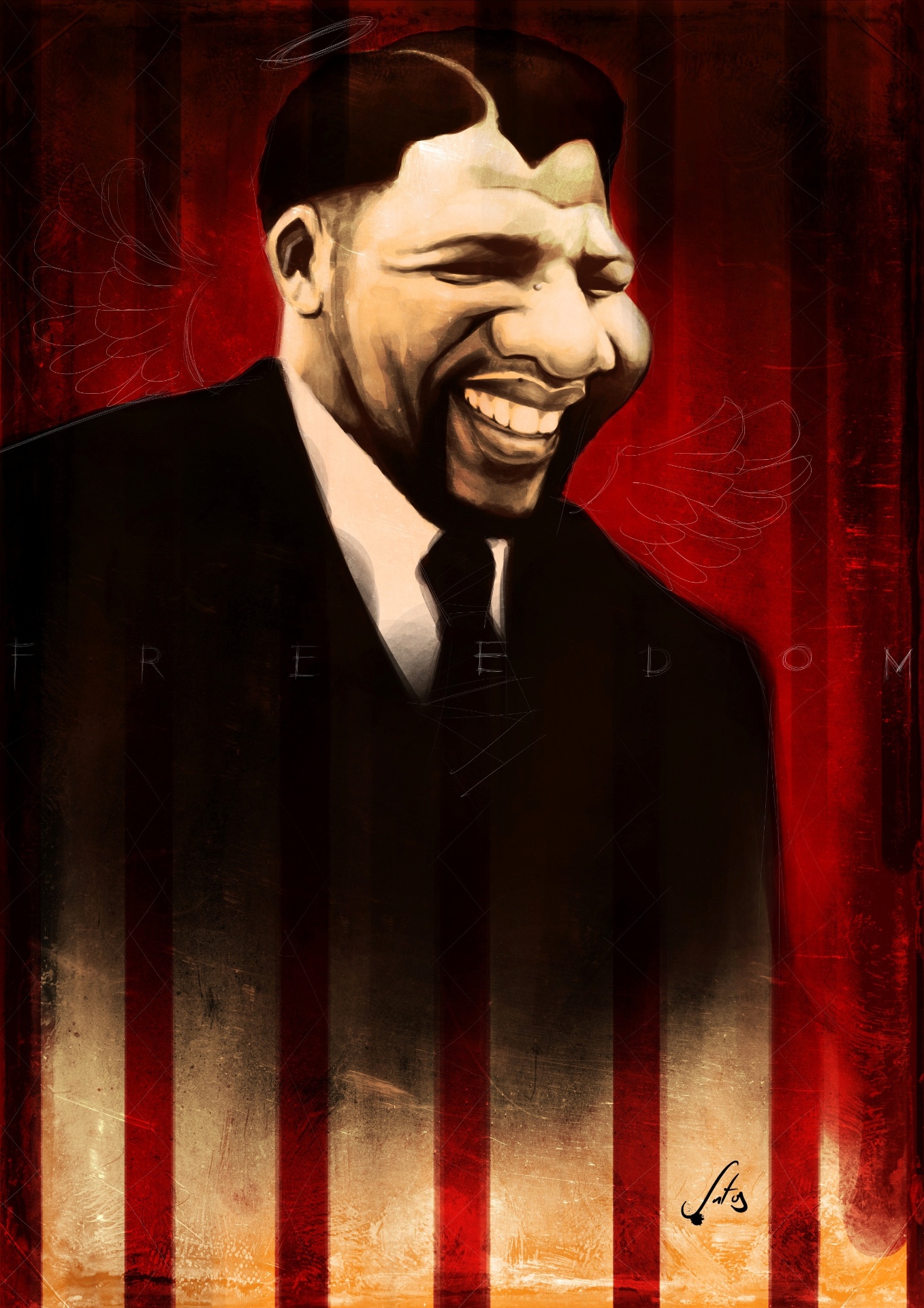 Caricatura de Nelson Mandela, por Alê Santos - Alê Santos