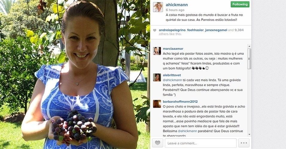 15.dez.2013 - Ana Hickmann colhe uvas no quintal de casa