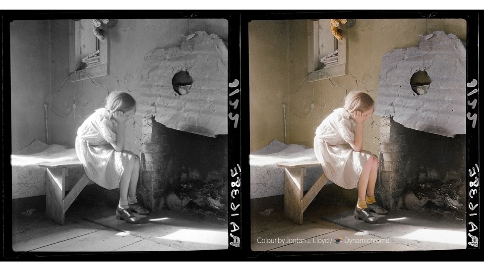 As técnicas para colorir fotos antigas, em preto e branco, melhoraram muito nos últimos anos e uma nova geração de artistas está utilizando a edição digital com resultados surpreendentes. Um destes artistas é Jordan Lloyd e sua companhia Dynachrome, que dão nova vida a imagens como esta fotografia, que documenta a Grande Depressão nos Estados Unidos, no começo do século 20 - Foto em preto e branco de Dorothea Lange, cortesia da Biblioteca do Congresso dos EUA / Foto colorida: Jordan J. Lloyd / Dynamichrome