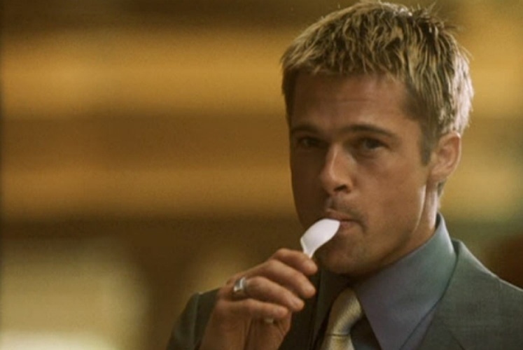 Brad Pitt em cena do filme "Moneyball"