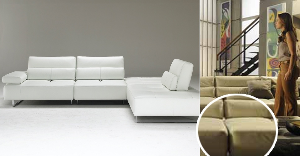 O sofá B726, da Italsofa do grupo Natuzzi, usado na casa da personagem Paloma (Paolla Oliveira), na novela "Amor à Vida", agradou ao público - TV Globo e Divulgação/Montagem UOL