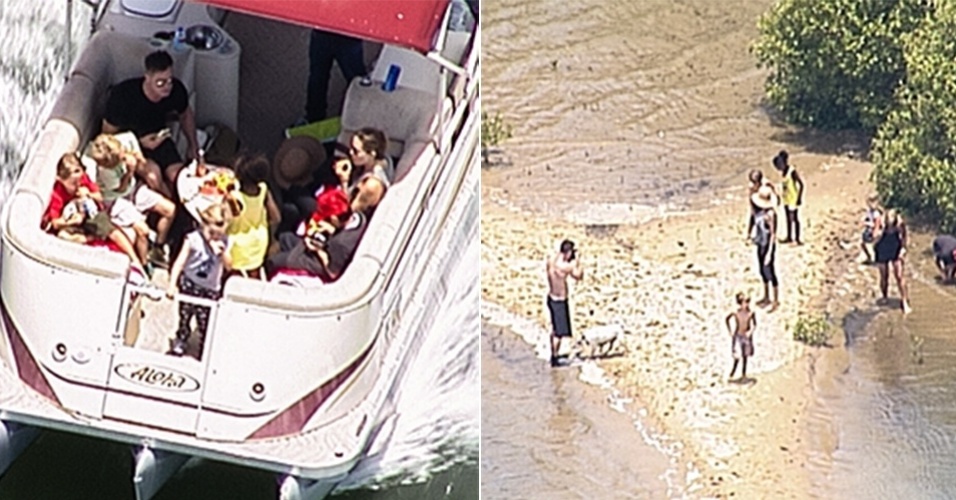 24.dez.2013 - Angelina Jolie e Brad Pitt fazem passeio de barco com os filhos na Austrália