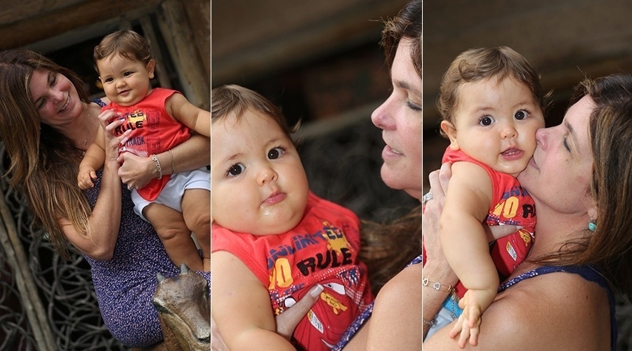 28.dez.2013 - Cristiana Oliveira curte o neto em viagem a Maceió