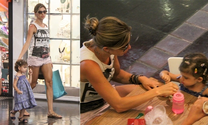 30.dez.2013 - Grazi Massafera passeia no shopping com a filha, Sofia, no Rio de Janeiro