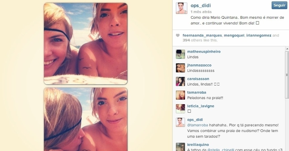 No fim de novembro, Diana postou foto na praia com Stella Chinelli e uma declaração: "Como diria Mario Quintana.. Bom mesmo é morrer de amor.. e continuar vivendo! Bom dia!"