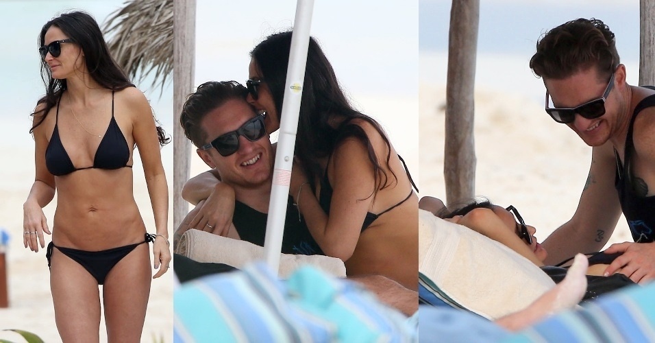 29.dez.2013 - Demi Moore curte praia do México com novo namorado, Sean