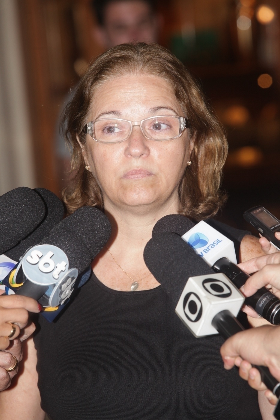 5.jan.2014 - Neuma Nogueira, irmã do cantor Nelson Ned, fala com a imprensa durante o velório do músico, no cemitério Horto da Paz, em Itapecerica da Serra, na Grande São Paulo - Francisco Cepeda e Leo Franco/AgNews