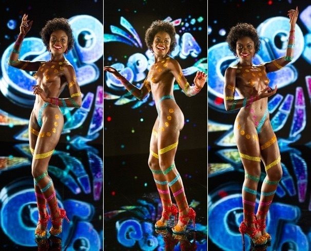 06.jan.2014 - A nova Globeleza Nayara Justino durante a gravação do clipe do Carnaval da Globo, que já está no ar