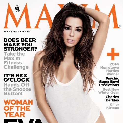 6.jan.2014 - Eva Longoria é capa de janeiro da revista "Maxim". Ela foi escolhida como mulher do ano pela publicação