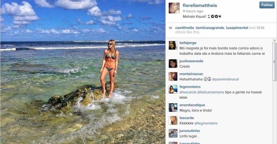 9.jan.2014 - Fiorella Mattheis passa férias no Havaí