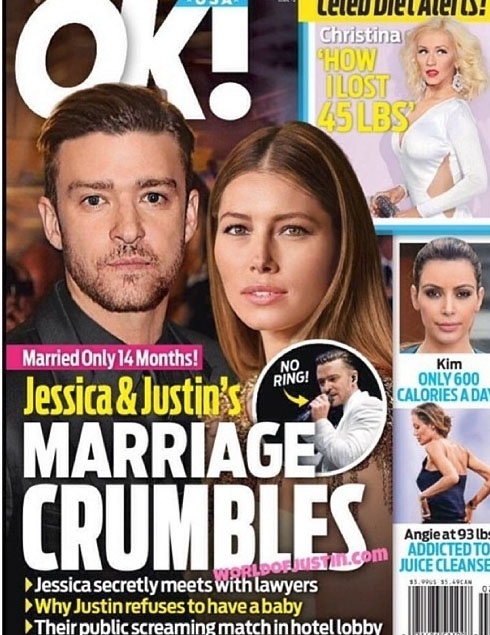Revista diz que Justin Timberlake e Jessica Biel se separaram